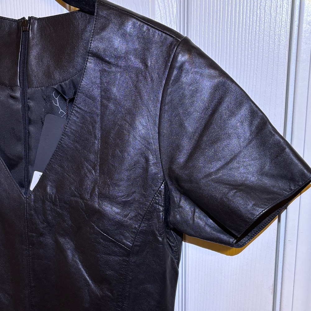 Bod & Christensen Leather Short Sleeve Fitted Dress - Picture 8 of 15